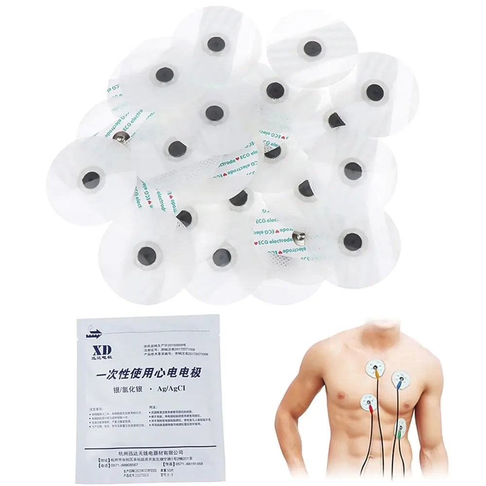 500pcs Medical Disposable ECG Accessories ECG EKG Electrode Patch Non-Woven ECG Electrode Pads Electrocardiogram Accessories