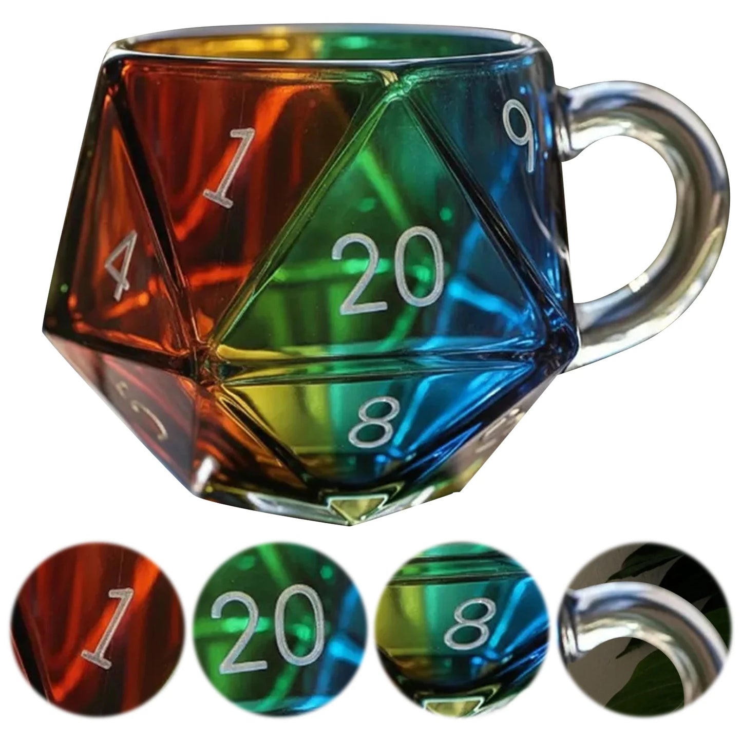 Glassware Mugs Elegant Original Breakfast Cups Polyhedral Dice Coffee Cup for Birthday Awesome Mug