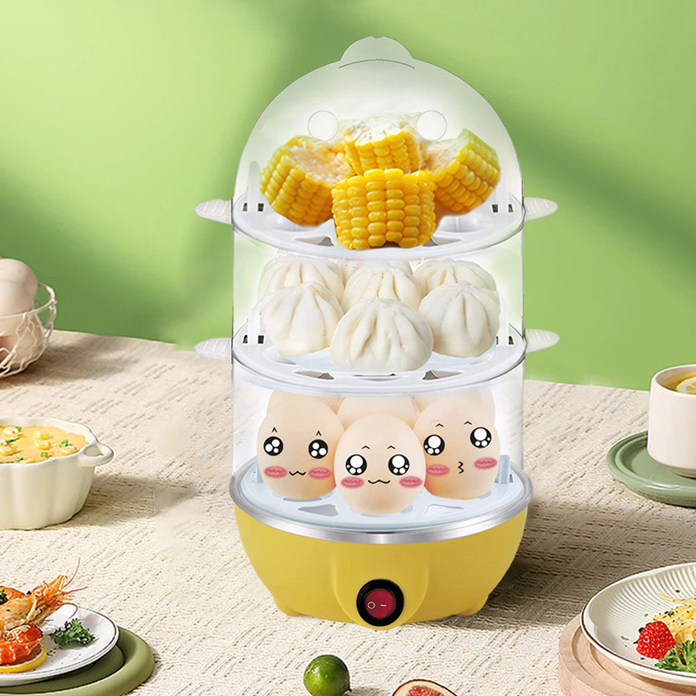 220V Electric Egg Boiler Rapid Heating Multifunctional Egg Cooker Auto-Off Portable Milk Steamer for Cooking Breakfast Machine