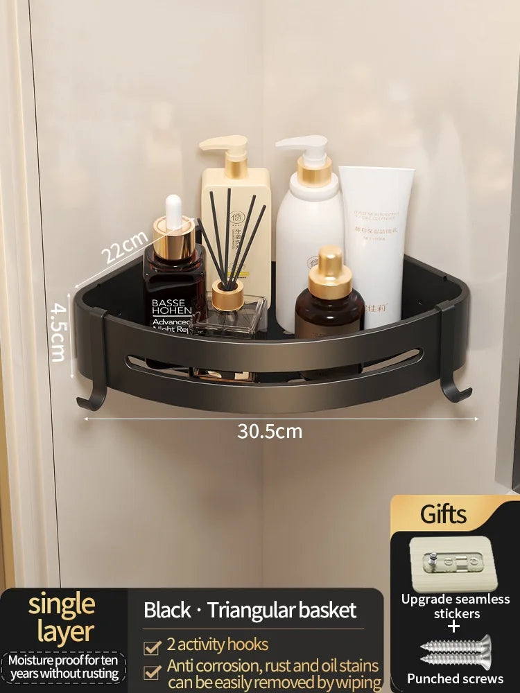 No-Drill Bathroom Shelf Shelves Shampoo Makeup Storage Holder Kitchen Organizer Wall Mounted Bathroom Accessories