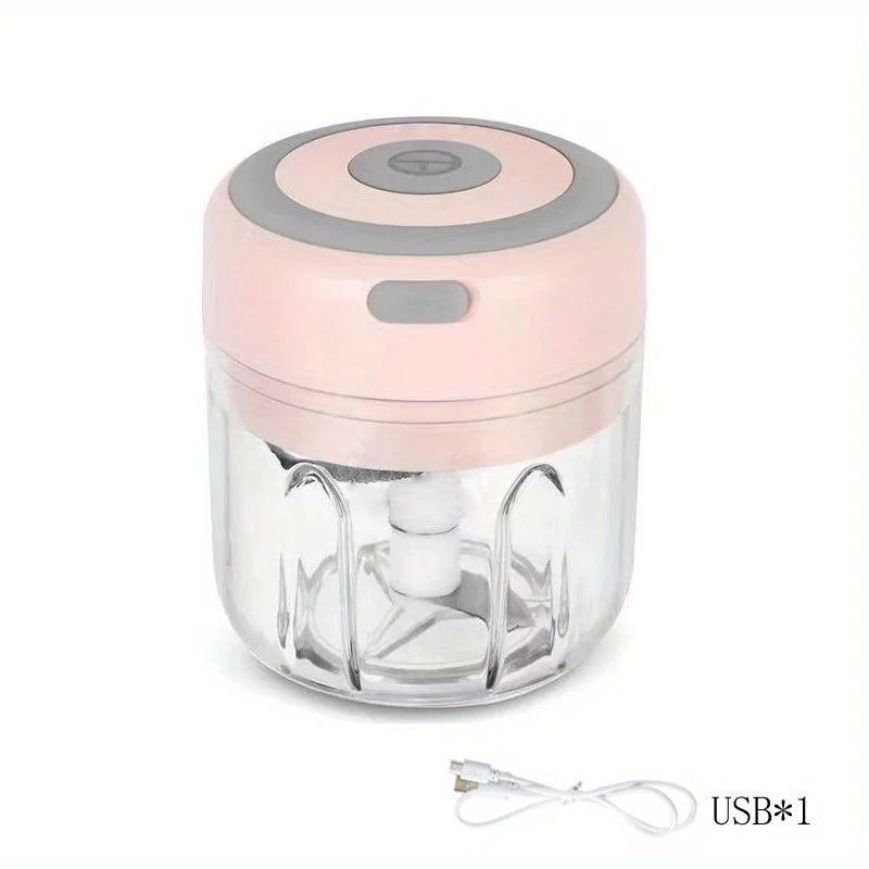 Electric Mini Garlic Chopper, Portable Food Processor, Vegetable Chopper Onion Mincer, Cordless Meat Grinder with USB Charging