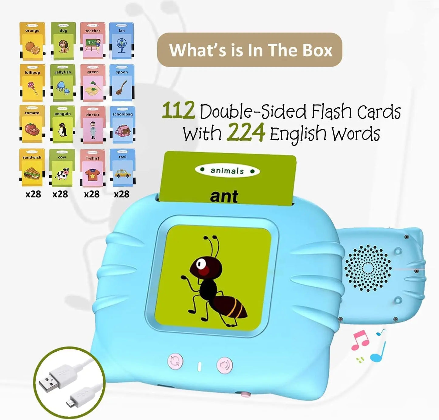 Educational Learning Toys for Kids, Speech Therapy Toys for Children, Autism Sensory Toddler Gifts with 112 Talking Flash Cards
