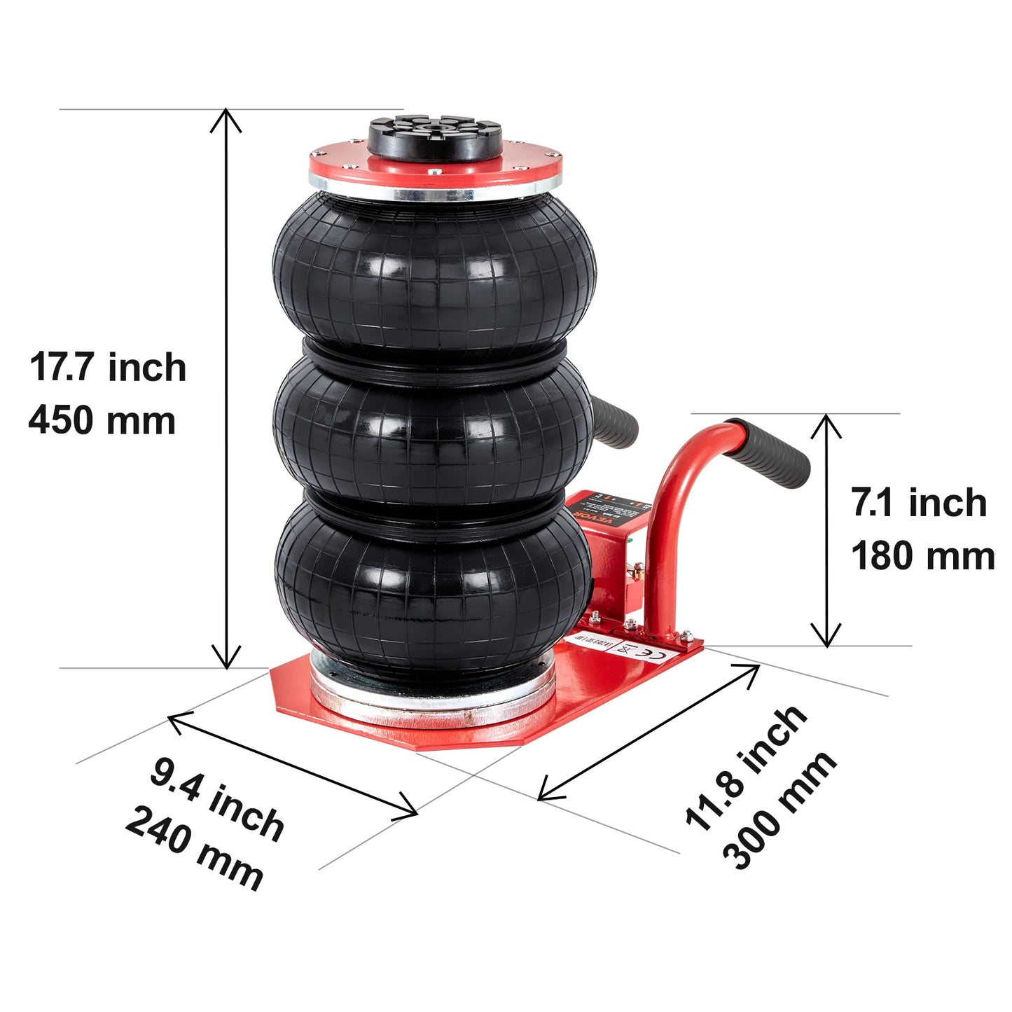 SucceBuy Triple Bag Air Jack 3 Ton/6600 lbs Capacity Portable Pneumatic Car Jack Heavy Duty&Quick Lifting for Garage Car Repair