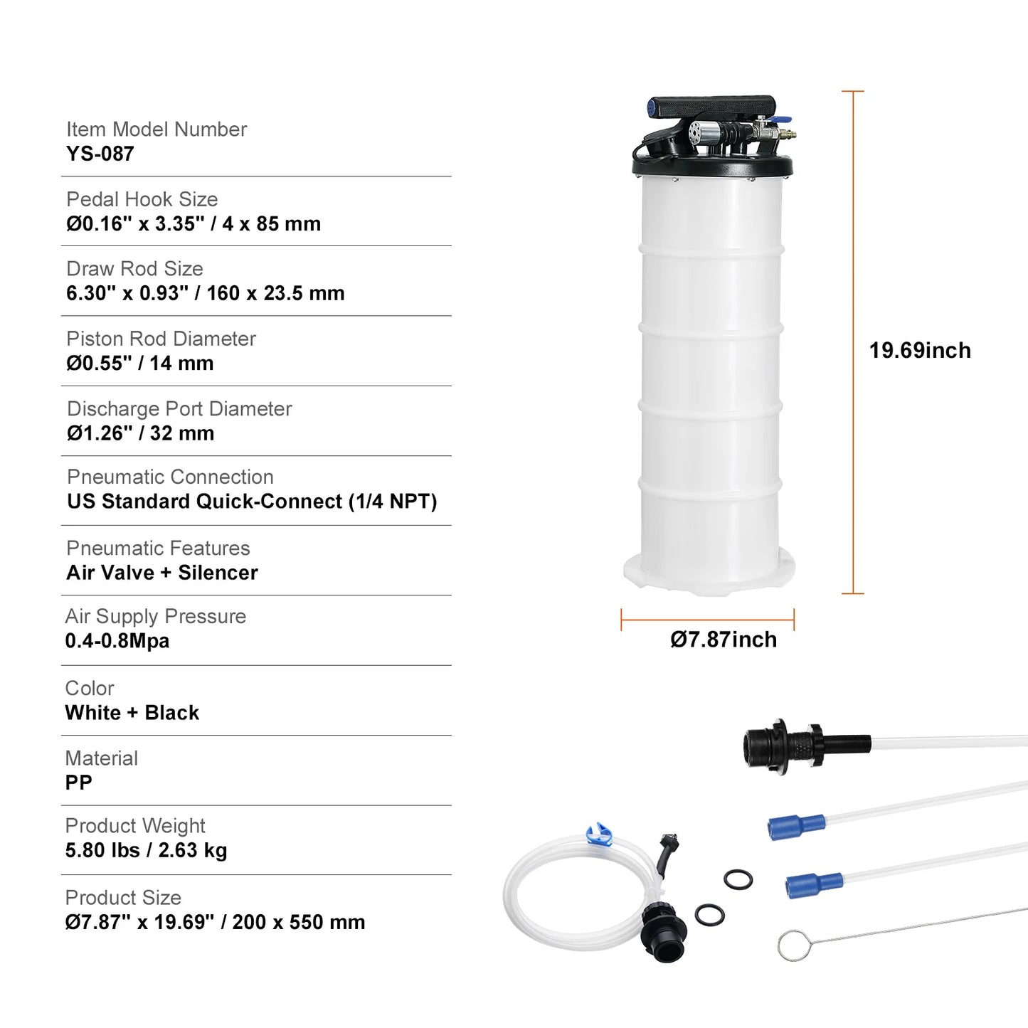 SucceBuy 6.5L/15L Pneumatic/Manual Fluid Extractor with Suction Hose Oil Change Pump for Automotive Fluids Vacuum Evacuation