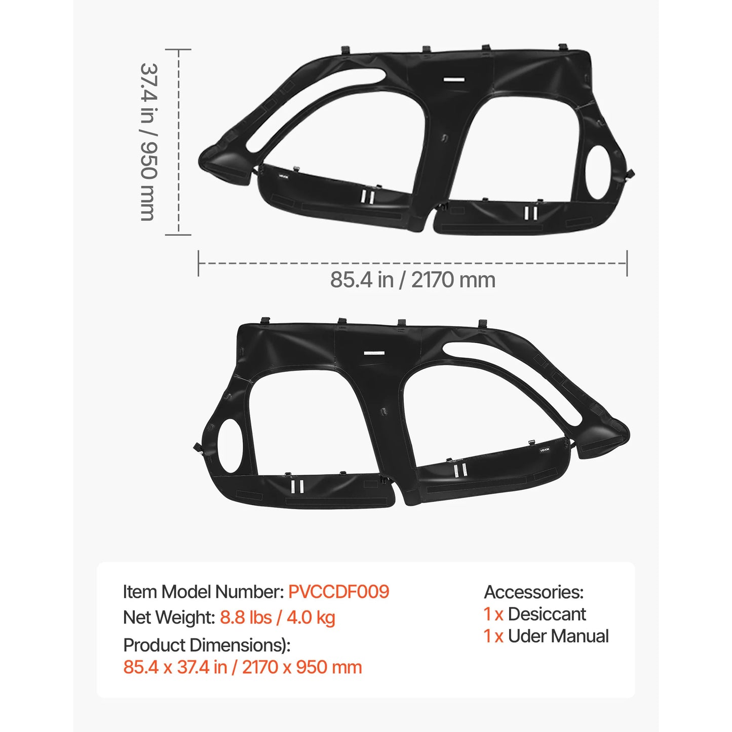 SucceBuy Cab Enclosure Upper Doors Compatible w/Polaris RZR PRO 2020-2024/Polaris RZR Turbo2022-2024 Soft Upper Doors Window Kit