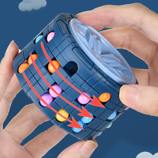 3D Cylinder Cube Toy Magical Bean Rotate Slide Puzzle Games Relieve Stress Children Educational Montessori Infant Toys Gift