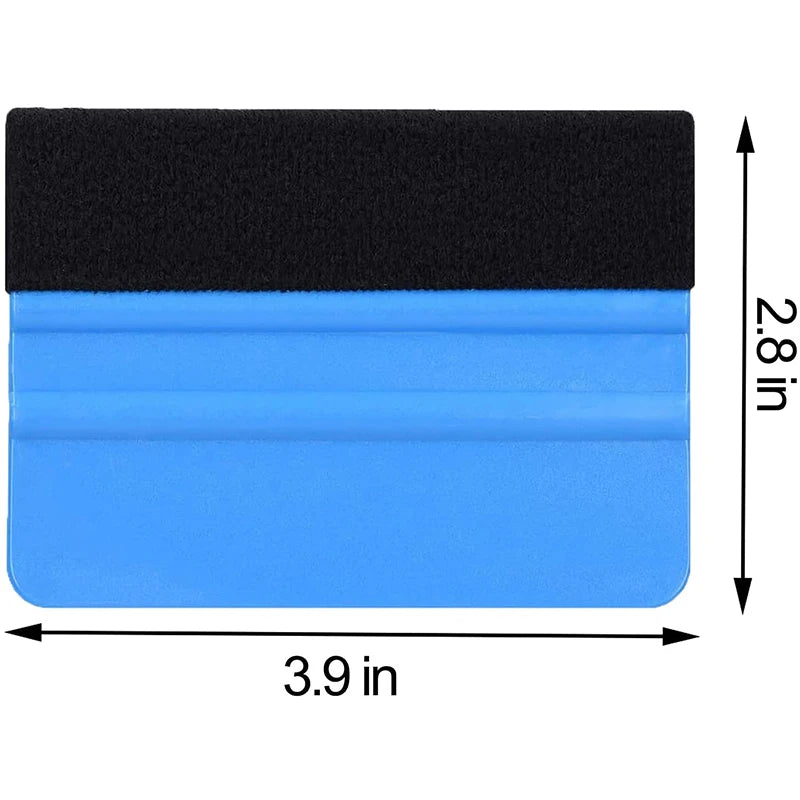 Car Blue Vinyl Carbon Fiber Window Ice Remover Cleaning Wash Car Scraper With Felt Squeegee Tool Film Wrapping Scraper 1/2/4Pcs