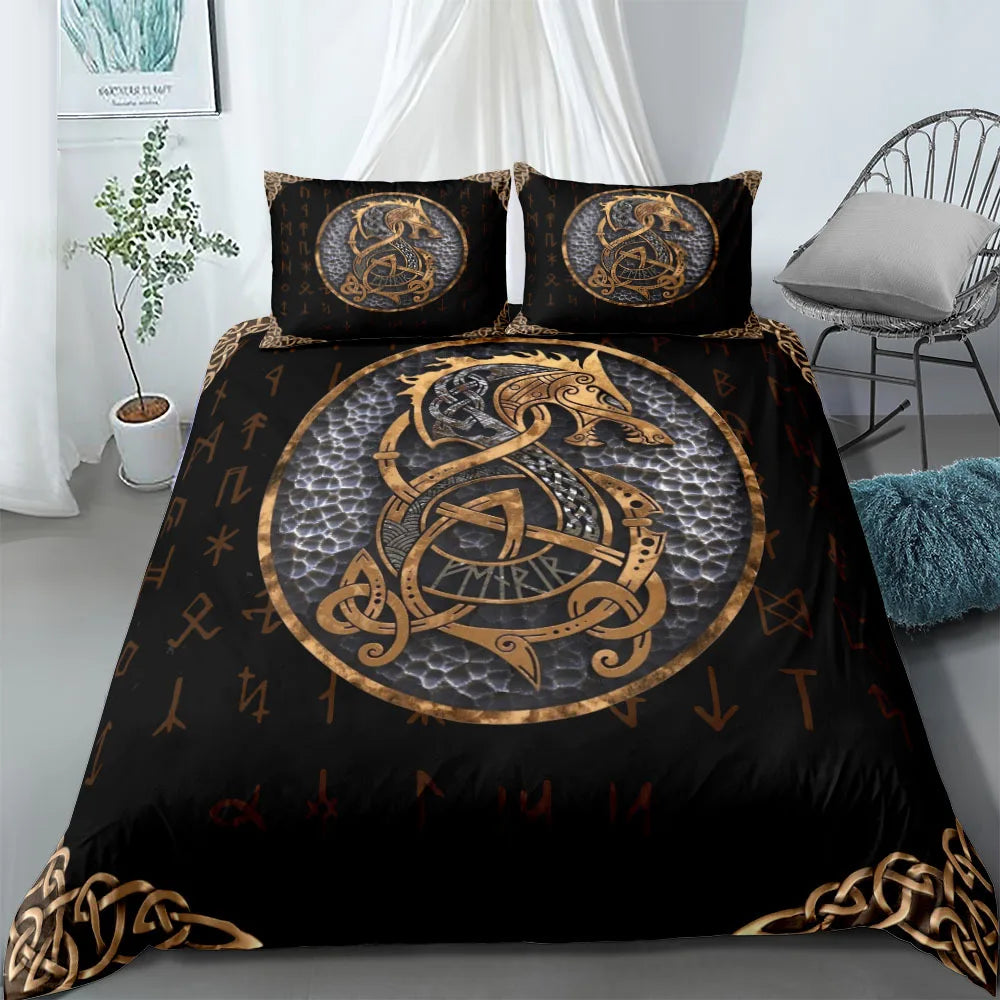 Vigvisir Viking Art Constellation Bedding Set EU Single Double King US Twin Full Queen King Ethnic Bed Linen Set