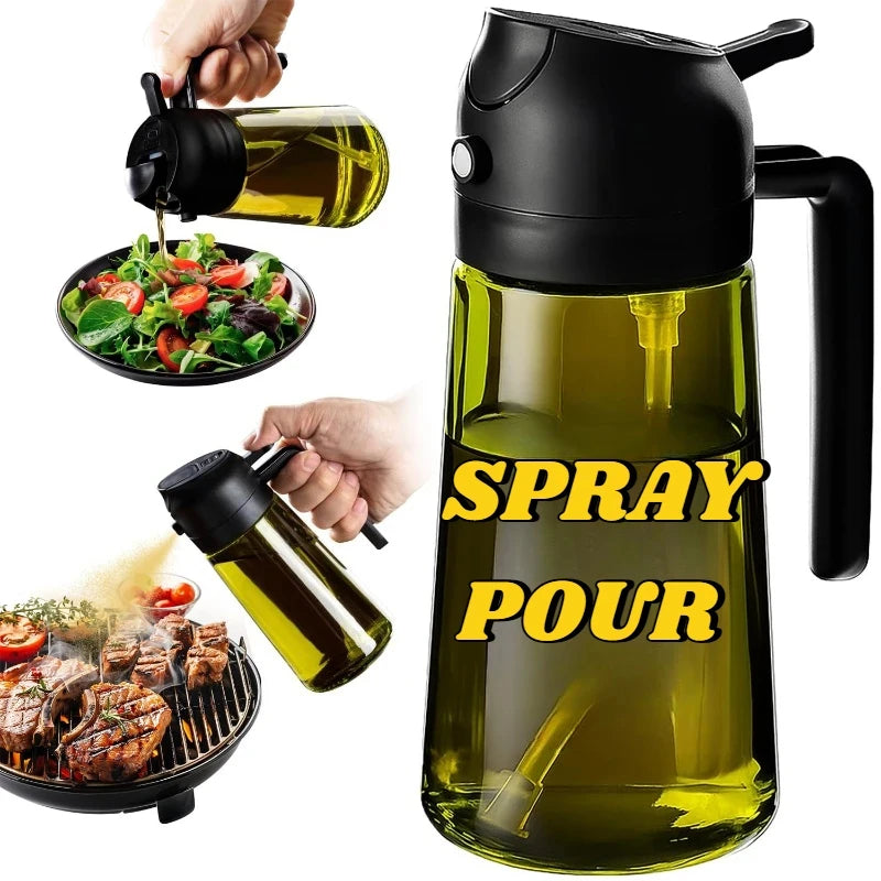 Oil Spray Bottle Oil Cruet Dispenser  Kitchen Items and Accessories 500ml Oil Spray for Cooking Plastics Spray Pour Camping BBQ