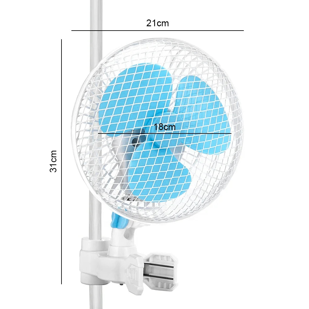 2 Color Clip Desk Fan 160mm Quiet Vertical 6" Oscillating Fan Fit Grow Tent Pole