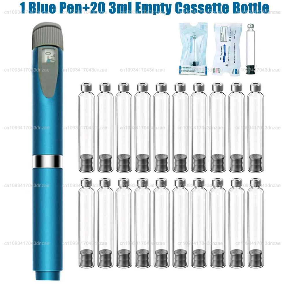 Reusable Injection Pen Magic Pen Kit+3ml Sterile Cassette Bottle Cartridges+32/31G 4/6/8mm Disposable Pen Tip for Lilly Insulin
