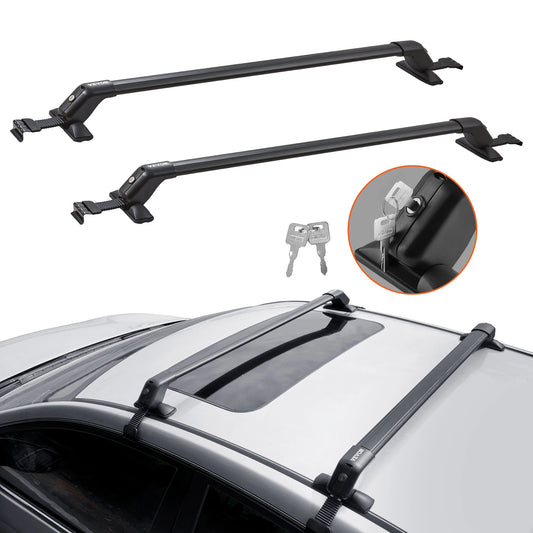 SucceBuy 155lbs Universal Roof Rack Cross Bars Aluminum Roof Rack Crossbars Adjustable Roof Crossbars with Lock for SUV & Vans