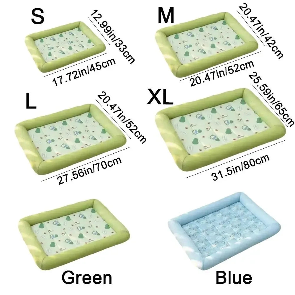 Square Cooling Puppy Bed Breathable Soft Dog Sleeping Pad Neck-protecting Dirt-resistant Pet Cooling Mat for Dogs Cats