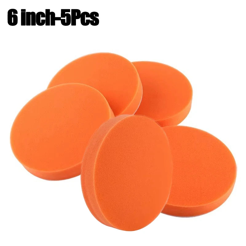 5/6inch Car Buffing Polishing Pads Flat Foam Sponge Waxing Pad Kit Tool For Car Polisher Buffer Auto Care Buffing Pads-5/10Pcs