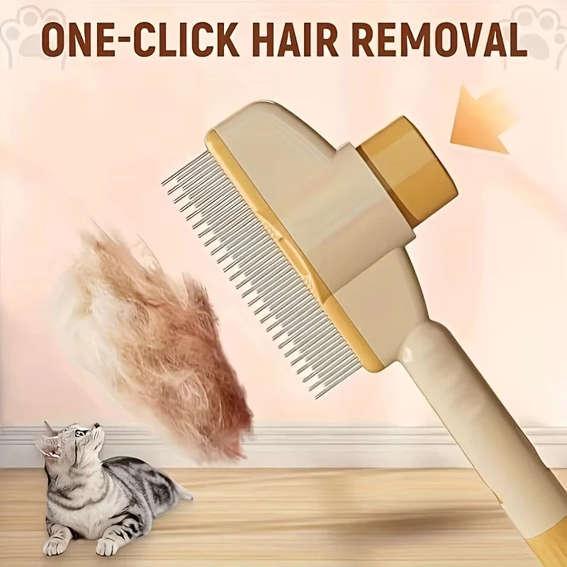 Pet One Button Self Cleaning Pet Grooming Gloves Brush Comb Hair Remover and Massage Tool for Cats and Dogs Easy Grooming