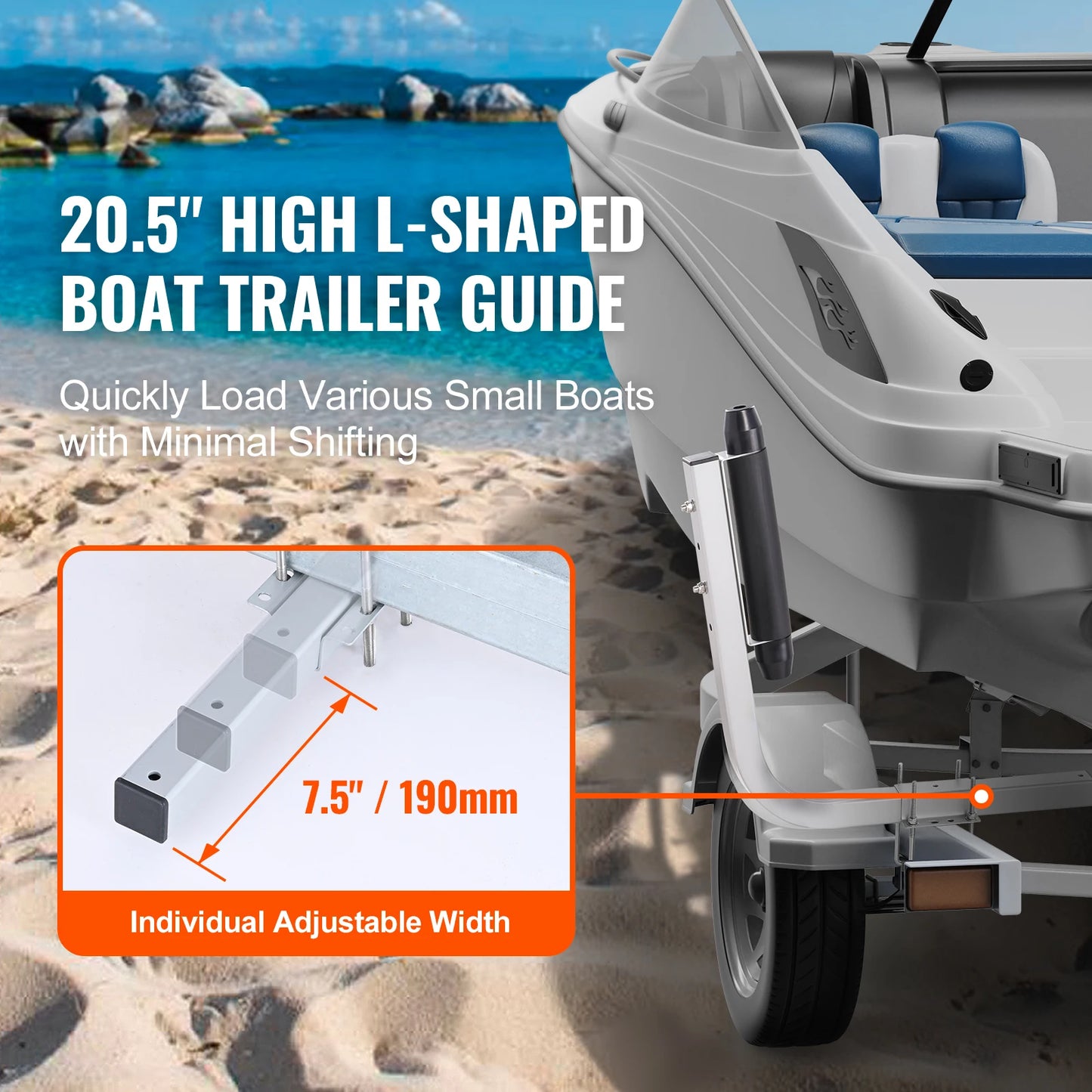 SucceBuy Boat Trailer Guide Adjustable Guide Poles 2 PCS Rustproof Galvanized Steel Trailer Guide for Ski Boat Sailboat Trailer