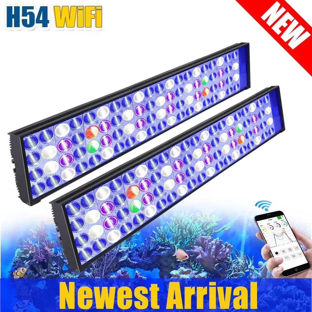 NEW PopBloom WiFi Led Aquarium Light, Full Spectrum Marine Aquarium Lamp For 60-240cm Reef Corals Seawater Led Fish Tank Lights