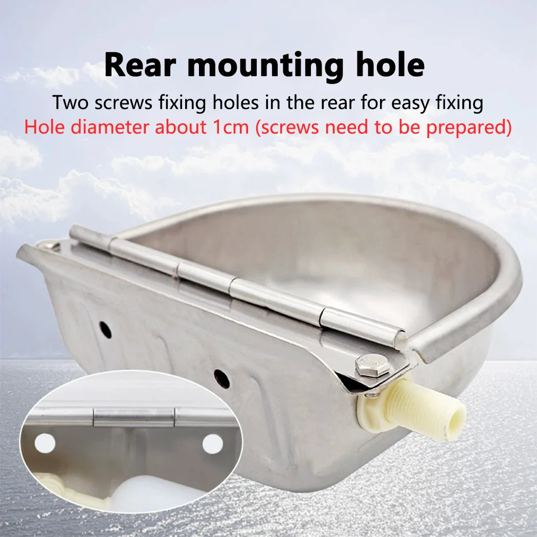 PORIYA Stainless Steel Cow Water Bowl With Pipe Auto Drinking For Dog Horse Chicken Auto Fill