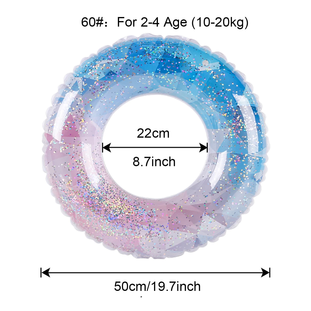 Diamond Inflatable Swimming Ring, Children Cute Pool Float Tube Decorations Swim Tubes Outdoor Pool Beach Water Floats for Aldul