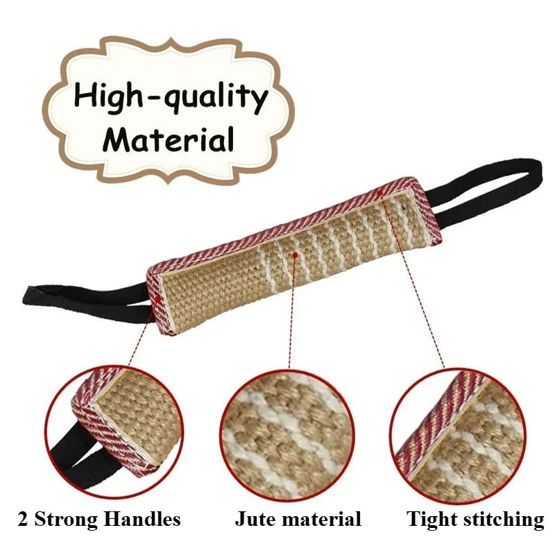 Tug Toy for Dogs Jute with 2 Strong Handles Lasting Training Equipment Puppy To Medium Dog Interactive Toys of War Pull Pet