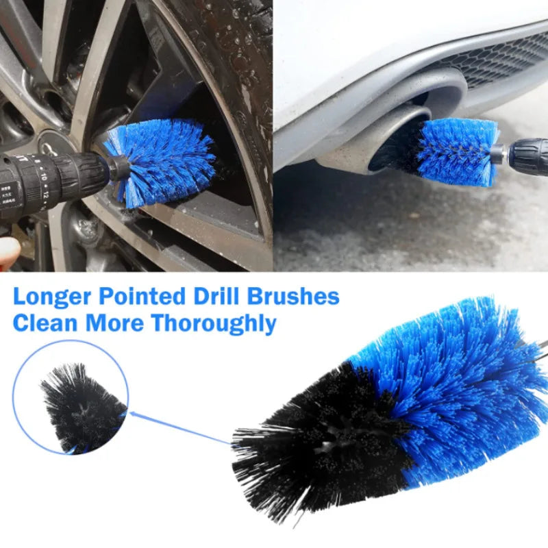 27Car Wash Cleaning Brush Set Car Interior Cleaning Electric Drill Bruch Head Detail Brush
