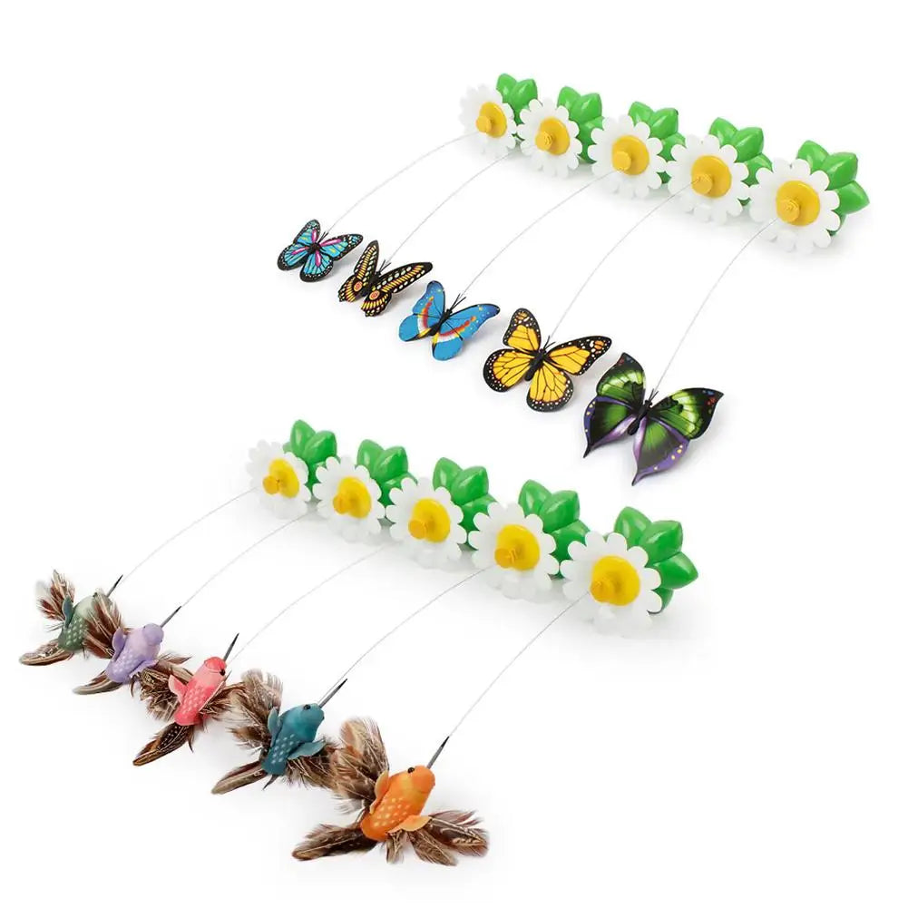 Random Color Rotating Electric Butterfly, Hummingbird Pet Product Rotating Around Flowers To Cats And Butterflies Pet Toys