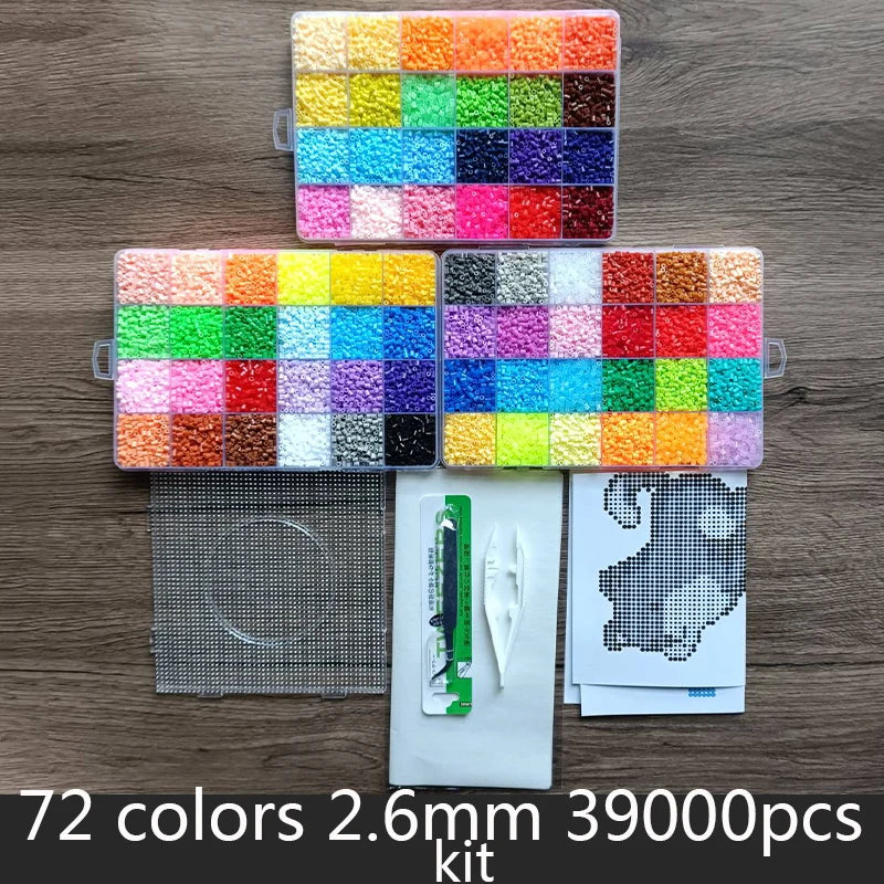 2.6/5mm Hama Beads Toy 24/72 Colors Perler Iron Beads Kit Kids 3D Puzzles DIY Toys Fuse Beads Pegboard Sheets Ironing Paper Set
