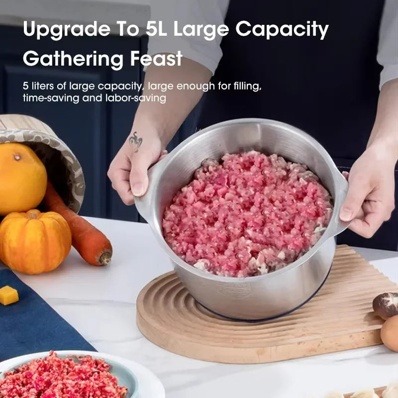 5L Large Capacity Electric Meat Grinder Food Crusher Vegetable Chopper Multifunctional Kitchen Blender Processor