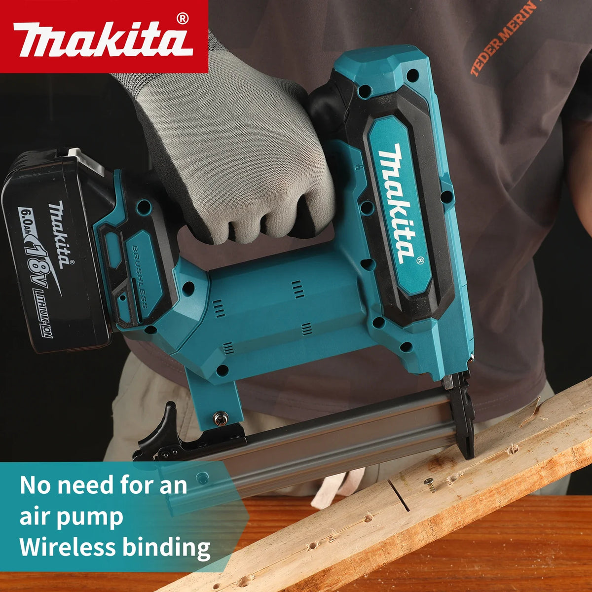NEW Makita F30 18VCordless Nail Gun,Powered by 6.0Ah Lithium Battery,100 Nail Capacity,For Flooring Shelving & DIY Wood Projects