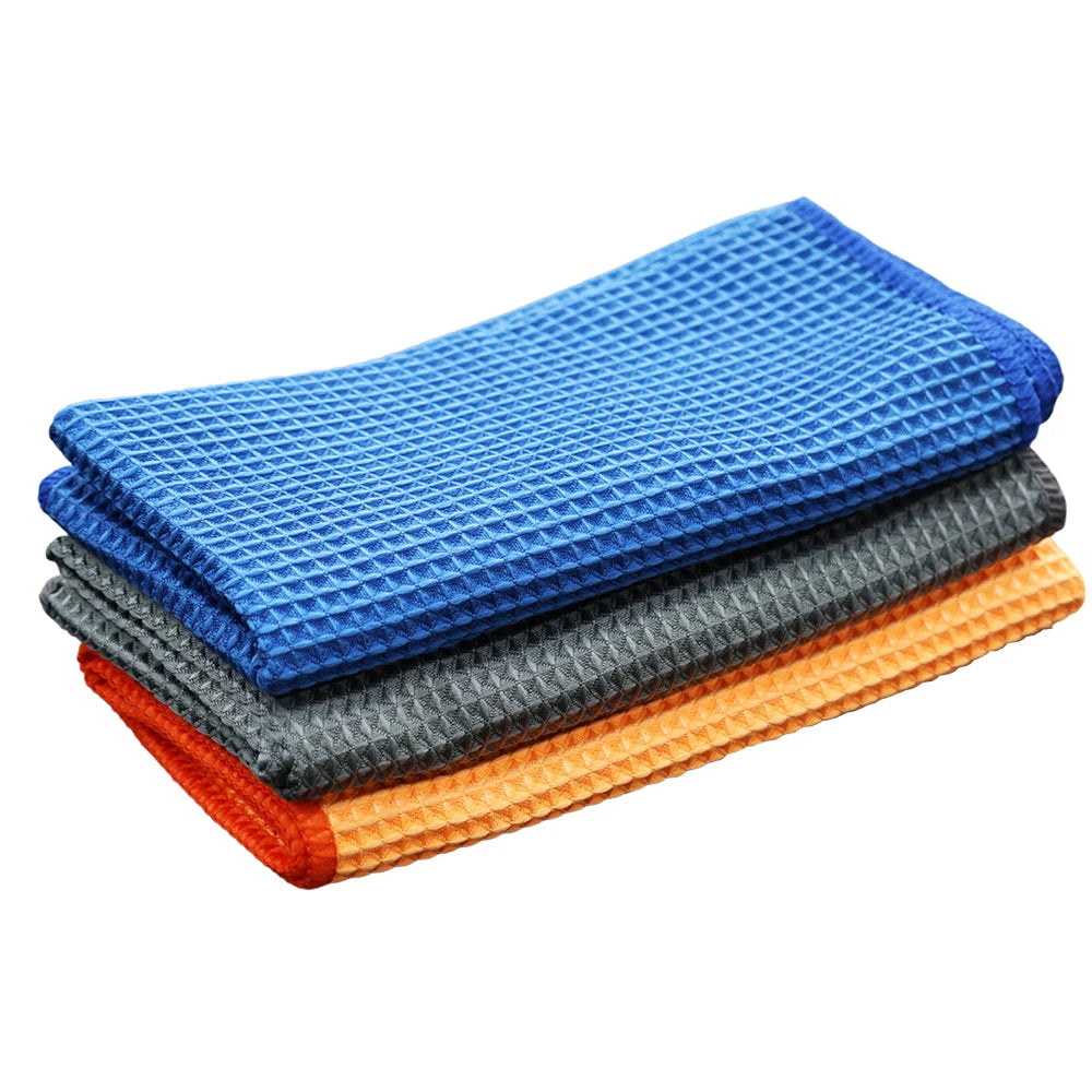 Car Wash Towel Glass Cleaning Water Drying Microfiber Window Clean Wipe Auto Detailing Waffle Weave for Kitchen Bath Home Office