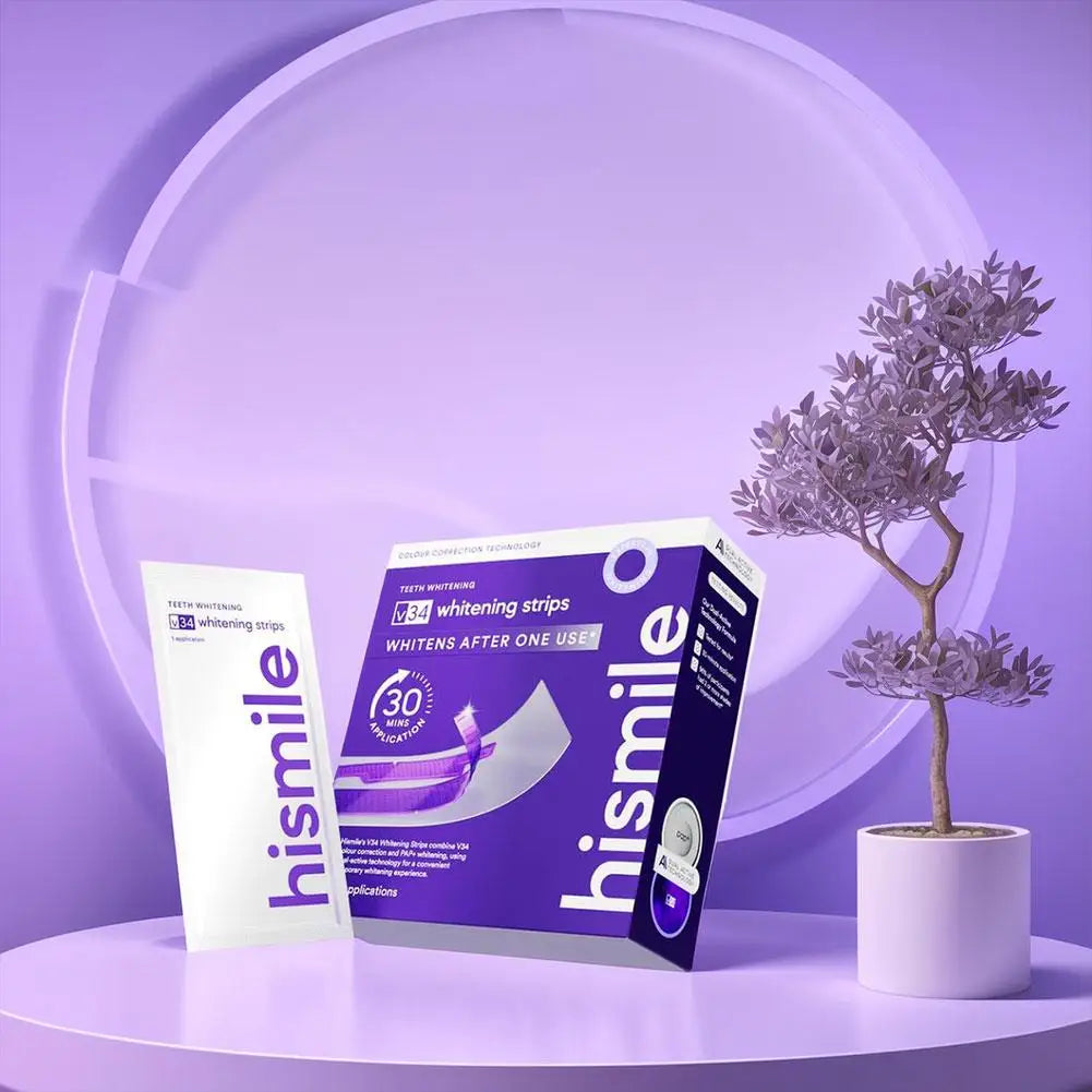 Hismile Teeth Whitening Strips Remove Plaque Stains Brighten Teeth Reduce Sensitivity 30 Mins Quick Dental Oral Care Stickers