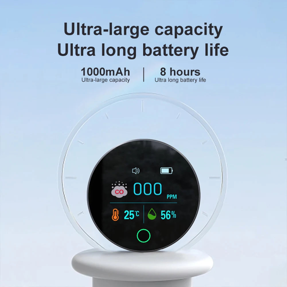 3 In 1 Carbon Monoxide Detector 1000mAh Portable Gas Detector CO Detector Alarm Temp Humidity Sensor for Outdoor Camping RV Car