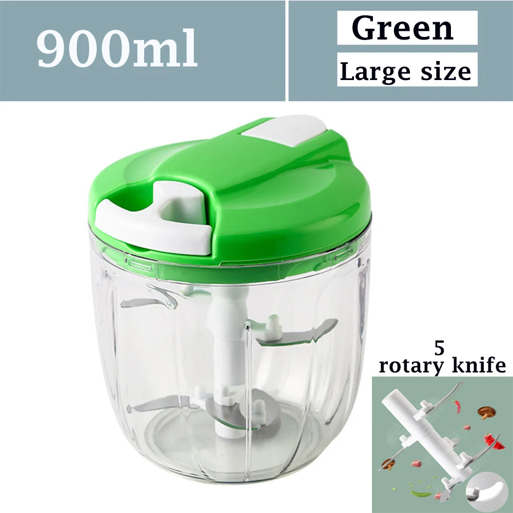 520ml/900ml Manual Food Processor Vegetable Chopper Hand Pull Mincer Blender Mixer For Garlic Fruits Nuts Onions Peppers Chopper