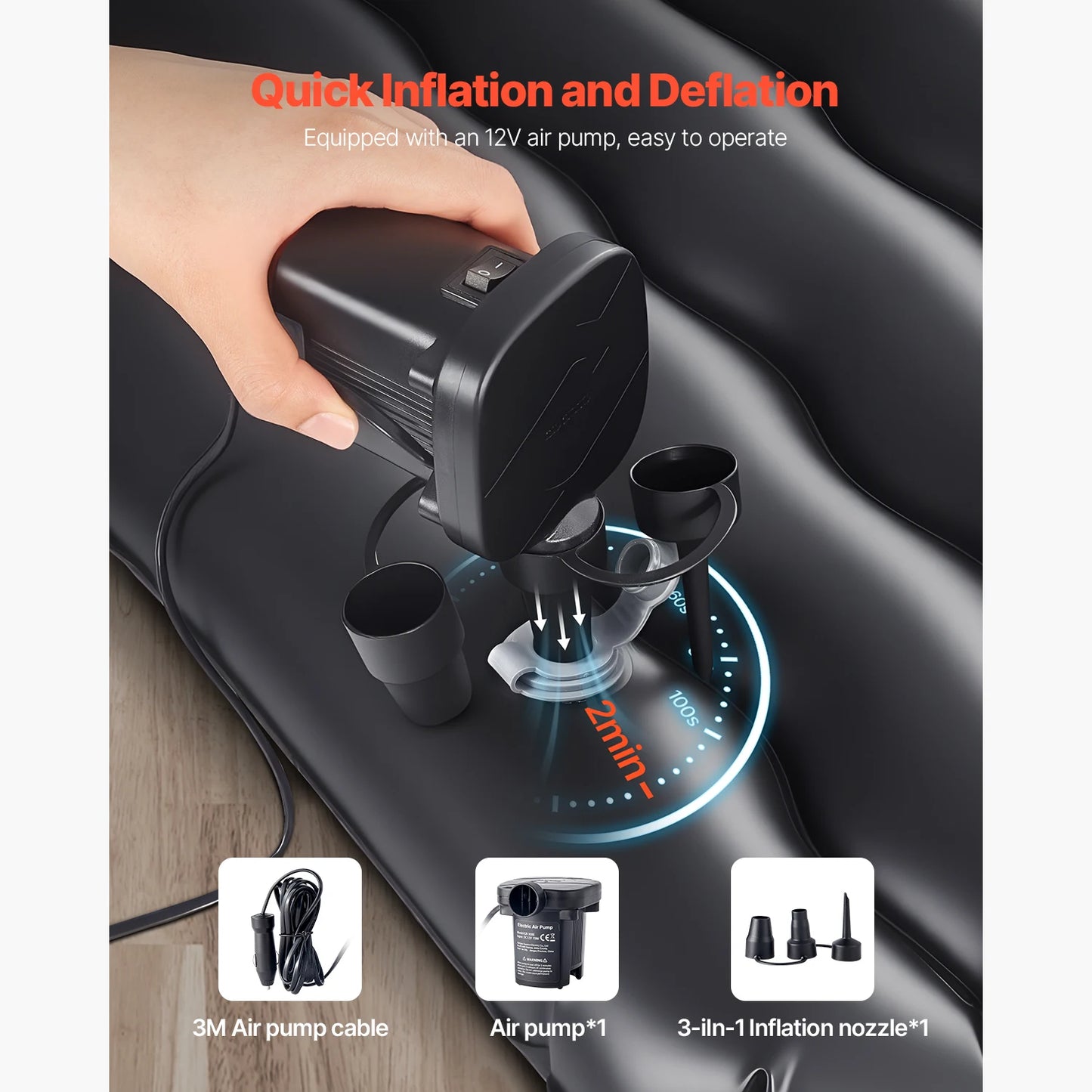 SucceBuy Car Air Mattress Inflatable Back Seat Car Camping Mattress Portable Sleeping Pad with Air Pump Fits Most SUV MPV Sedan