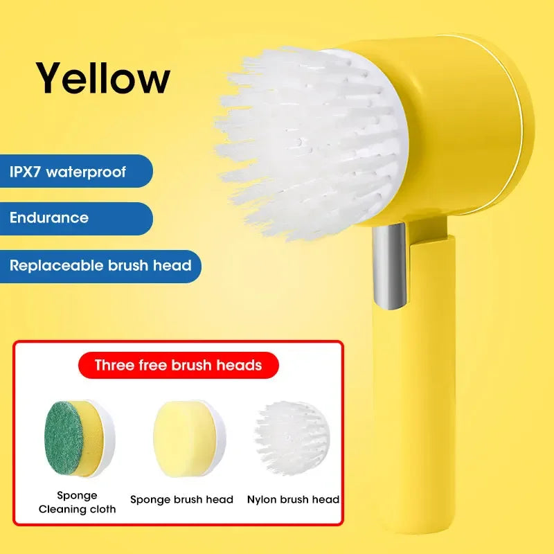 2025 Cordless Electric Spin Scrubber with 5 Brushes,IPX7 Waterproof Rechargeable Bathroom Cleaner for Tile/Shower/Grout Cleaning