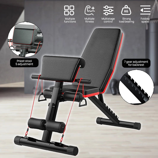 ADKING Weight Bench Fitness Bench Press Squat Rack Adjustable Home Gym Equip