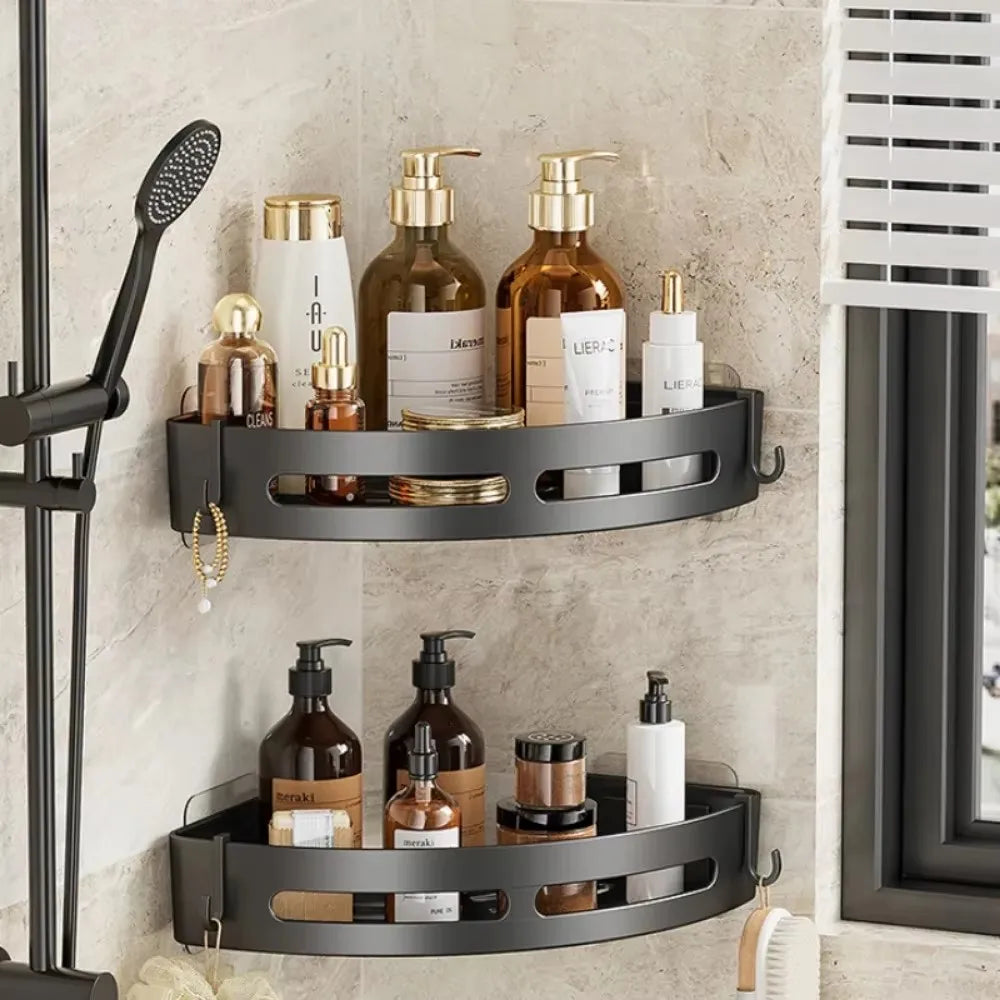 New 3/2/1PCS Adhensive Bathroom Shampoo Holder Shower Caddy Shelves Storage No Drill Shelf Corner Towel Holder Shelves For
