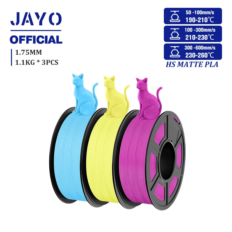 JAYO PLA Classic 1.75mm 3D Filament High Speed Matte PLA Filament For FDM 3D Printers 600mm/s High Speed Printing Materials