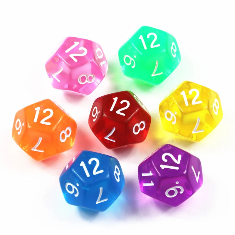 10pcs/set Polyhedral 12 Sided Dice Transparent D12 Dice for DND TRPG Table Game Entertainment Supplies