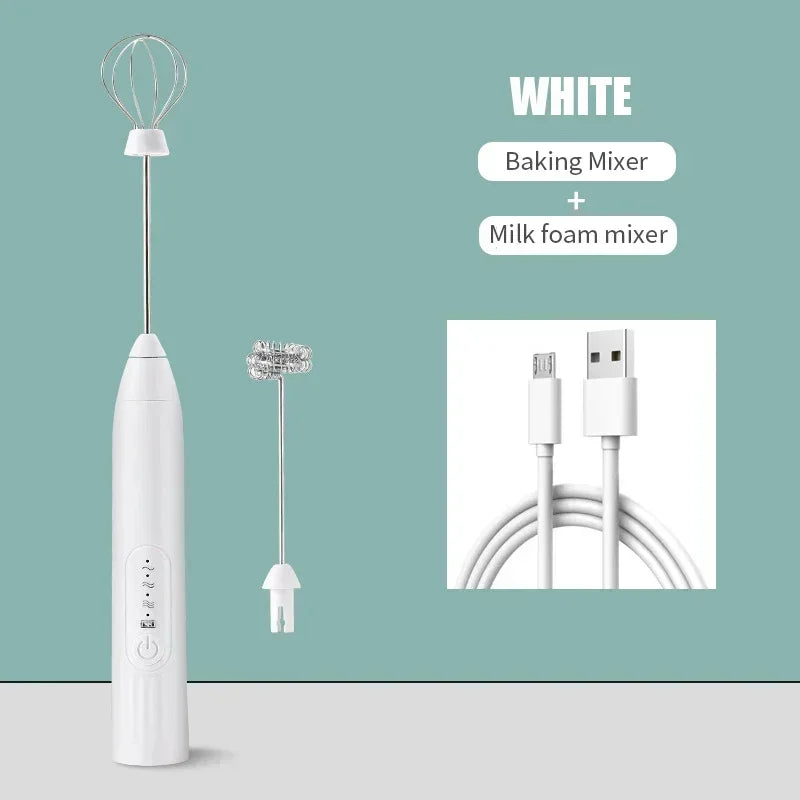 Portable USB Electric Egg Beater for Household Kitchen Handheld Egg White Coffee Frother Whipping Foam and Cream Kitchen Gadgets