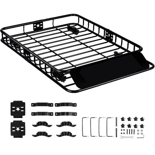 SucceBuy Roof Rack Cargo Basket 46"x36"x4.5" / 51"x36"x5" Rooftop Cargo Carrier Heavy-Duty 200LBS Capacity to SUV Truck Vehicle