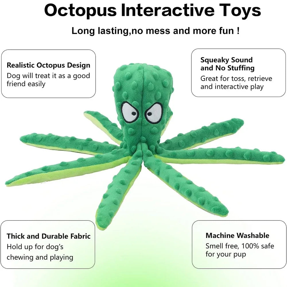 Dog Toys Octopus Non-stuffed Soft Plush Toy Puppy Educational Teething Chew Toys Pet Supplies for Small Medium Dogs