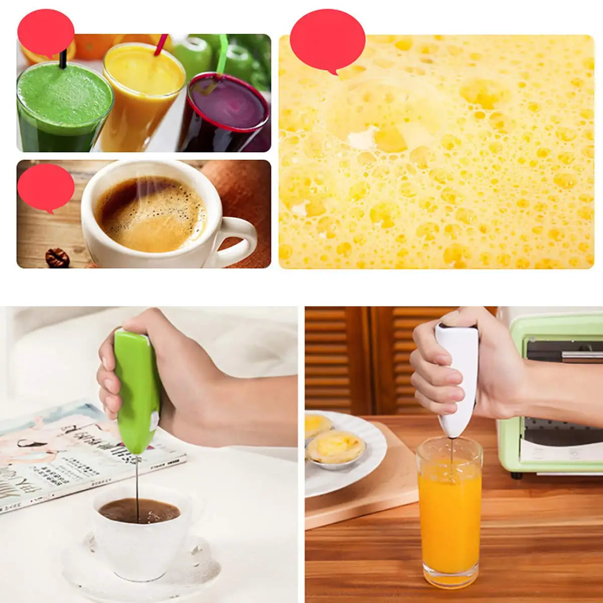 Electric Milk Frother Handheld Battery Powered Coffee Foam Maker Mini Whisk Mixer for Latte Cappuccino Egg Hot Chocolate
