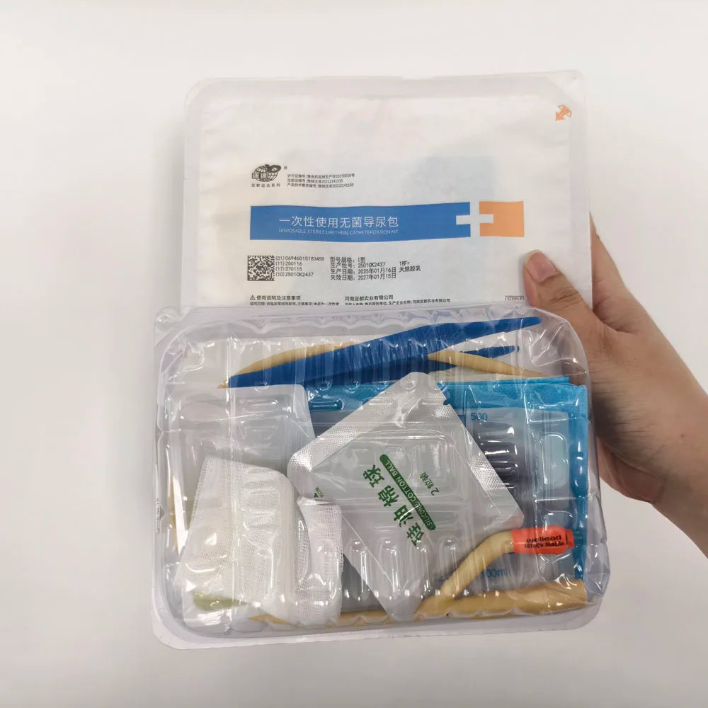 Medical Urethral Catheterization Kit Latex Double-Lumen Foley Catheter Urine Tube Adult Man Women Urine Drainage After Surgery
