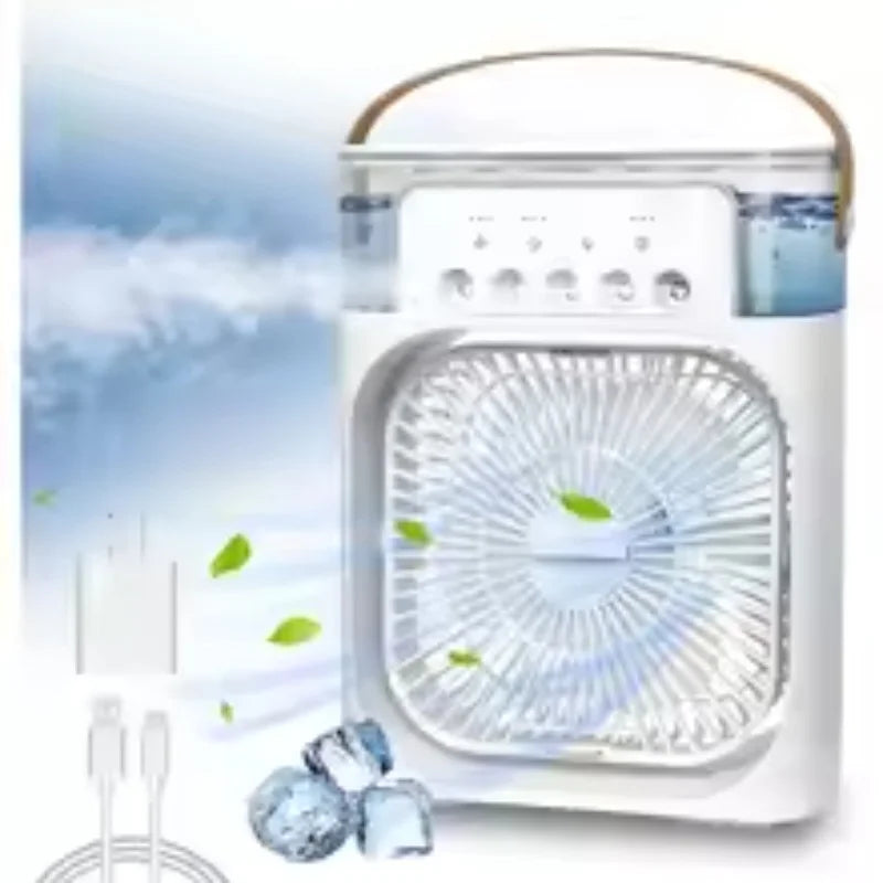 3 Wind Speeds and 3 Spray Modes Office Home Fan Portable Air Conditioner Fan LED Night Light Portable Humidifier