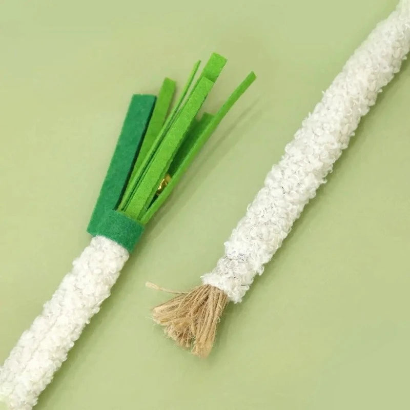 Cat Chew Toy Scallion-Shaped Catnip Molar Stick Bell for Kitten Teething Relief Teeth Cleaning  Training Cat Toy