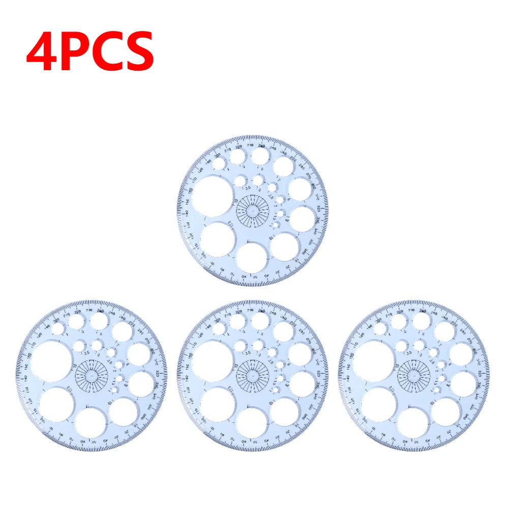 5-1PC Multifunction Geometric Template Plastic Measuring Ruler Circles Drawing Shape Geometric Drawing Stencils Tools for Office