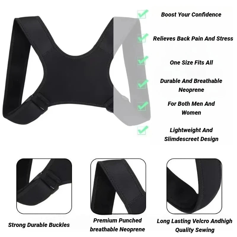 1Pcs Adjustable Posture Corrector Back Support Belt- Breathable, Non-Slip, Ergonomic For Improved Preventing Humpback Protection