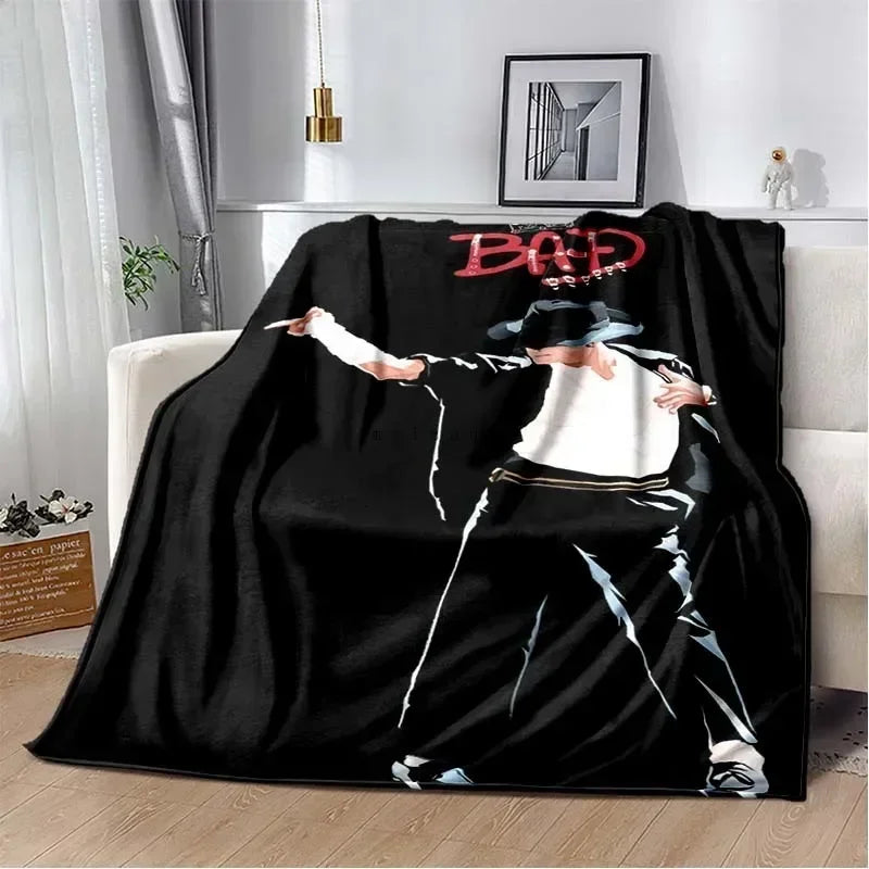 Pop Music Michael J-Jackson Printed Flannel Blanket , Warm  Soft Cozy Blanket Flannel  Livingroom  Home Decor Birthday Gift