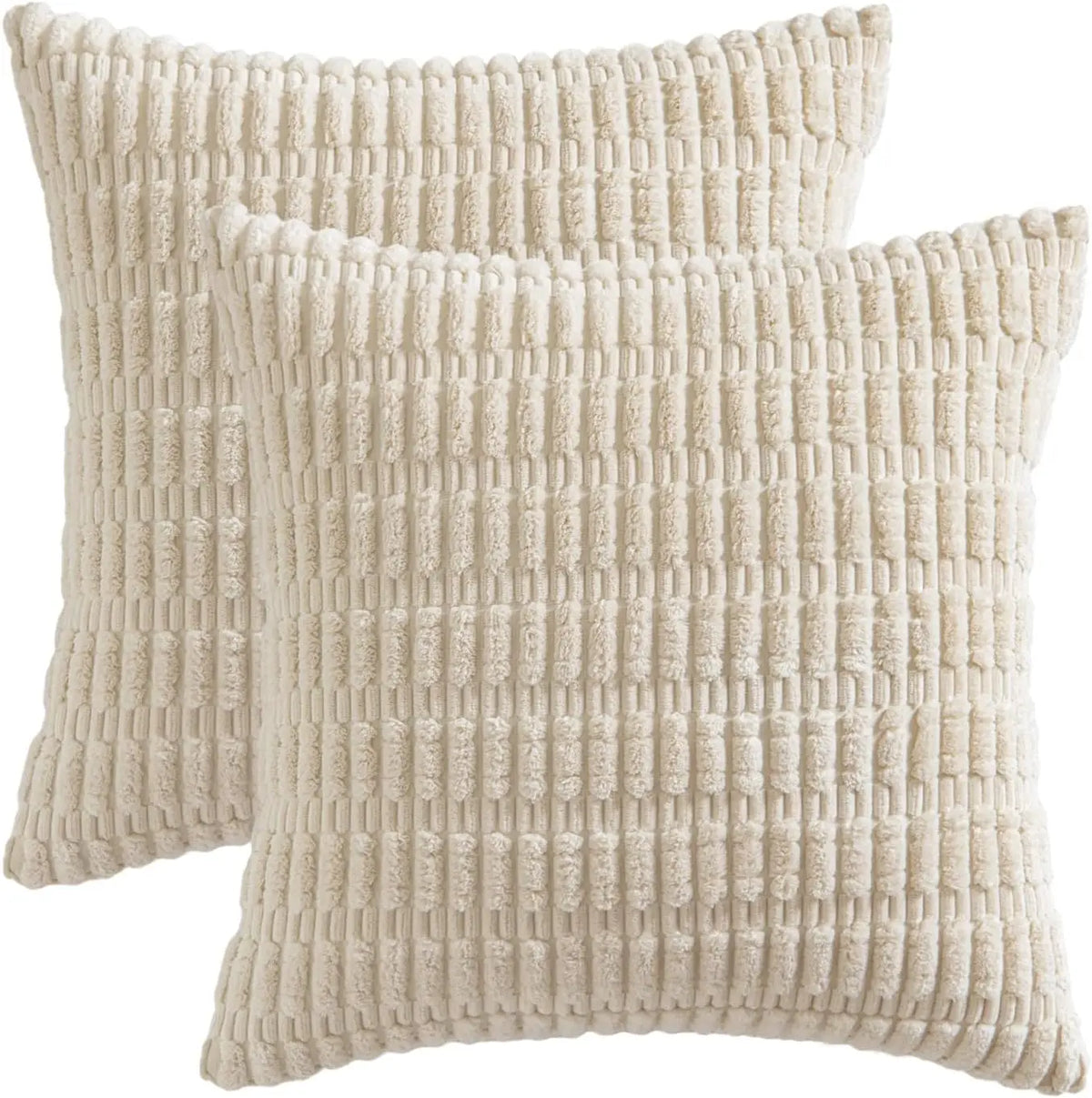 Corduroy Decorative Throw Pillow Covers 18x18 Inch Soft Boho Striped Fall Pillow Covers Modern Farmhouse Home Decor for Sofa Bed